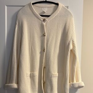 H&M Cream Ribbed Cardigan